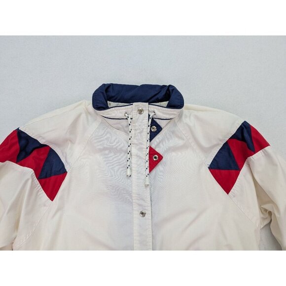 Vintage 90s Women's Jacket Impressions By Izzi Size XL White Blue Red - Picture 4 of 16